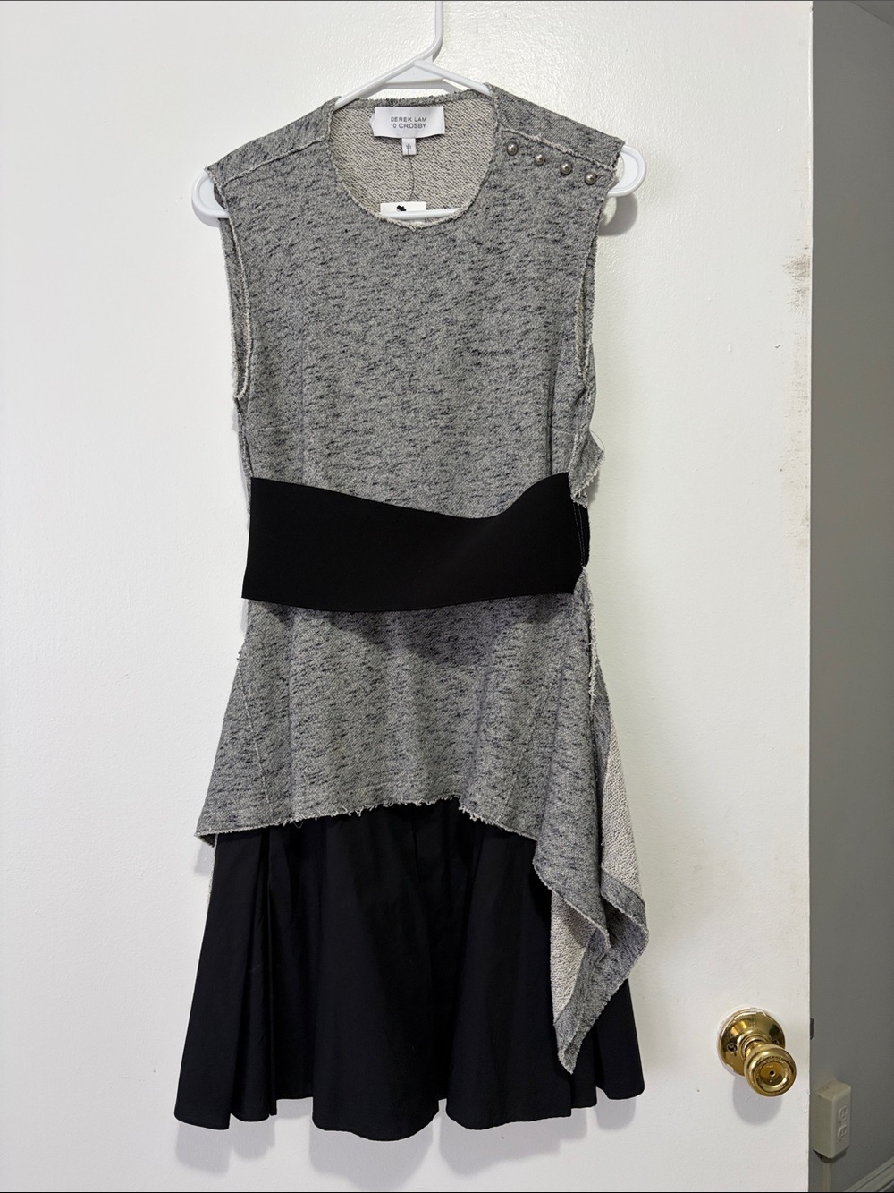 10 Crosby Derek Lam Grey & Black Asymmetrical Sleeveless Dress